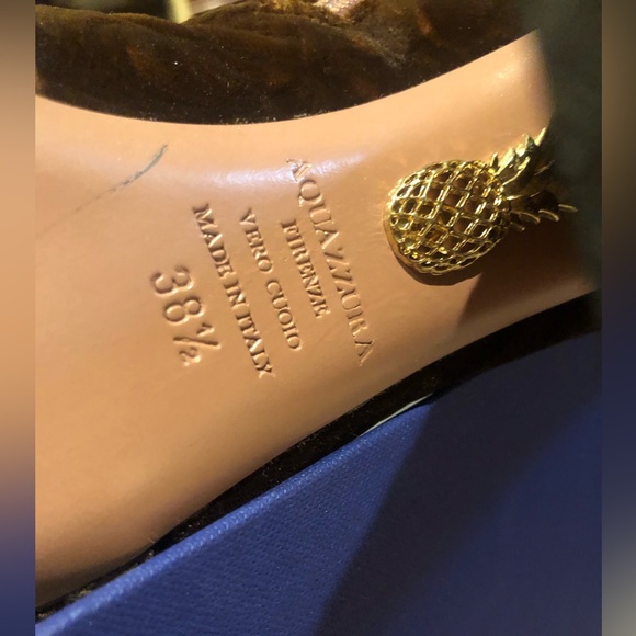 AQUAZZURA Over The Knee Thigh High Brown Velvet Brocade Block Heel Boho Boot - Picture 10 of 10